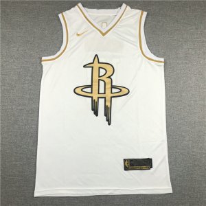 NBA 13 Harden Rockets blanc Golden Edition Maillot brodé